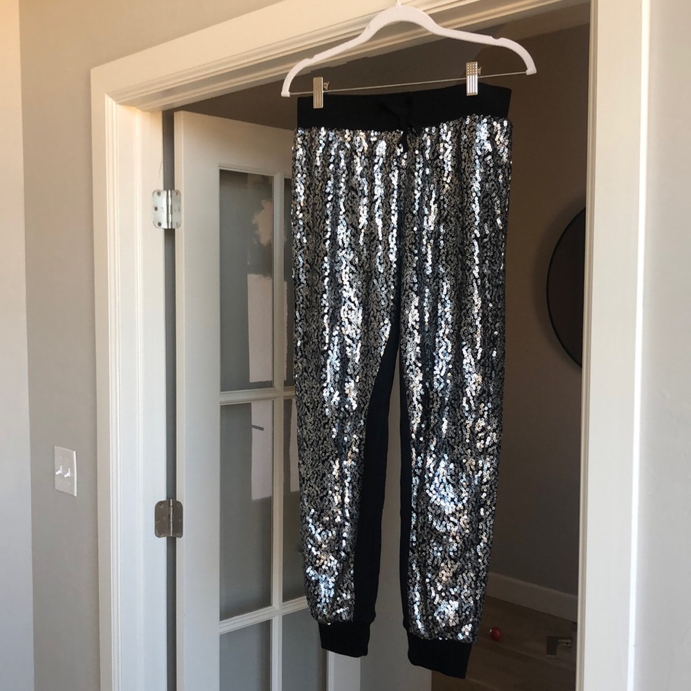 GORGEOUS Black & Silver sequins jogger pants